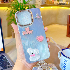 Ốp Ip 15 Plus vân sóng bạc sticker nổi