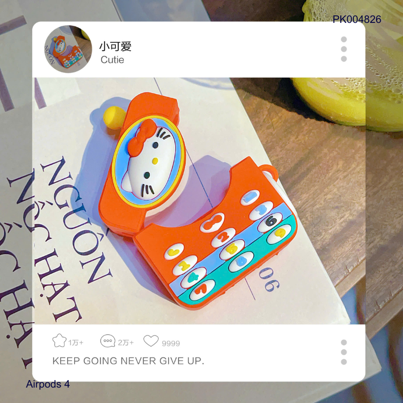 ** Case Airpods 4 dẻo điện thoại Kitty đỏ