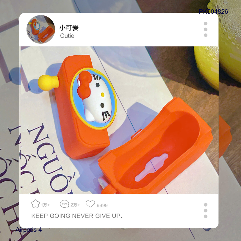 ** Case Airpods 4 dẻo điện thoại Kitty đỏ