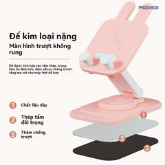** Giá đỡ điện thoại tai thỏ Happy vàng/hồng