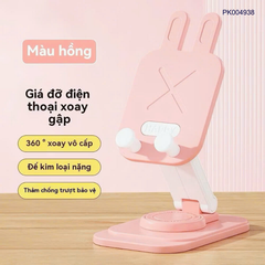 ** Giá đỡ điện thoại tai thỏ Happy vàng/hồng