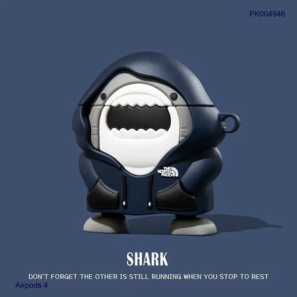 Case Airpods 4 dẻo cá mập mặc áo hoodie