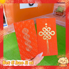 ** Set 6 bao lì xì nhũ kim tuyến vàng