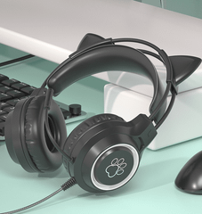 ** Headphone dây G35 tai mèo có Led