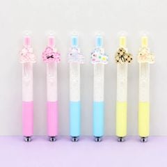 ** Bút bi dạng gel Cute Ribbon Mèo đốm vàng/xanh/hồng (mực xanh)