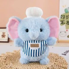 ** GẤU BÔNG VOI XANH ĐẦU BẾP ĐEO YẾM SỌC XANH SIZE 25CM