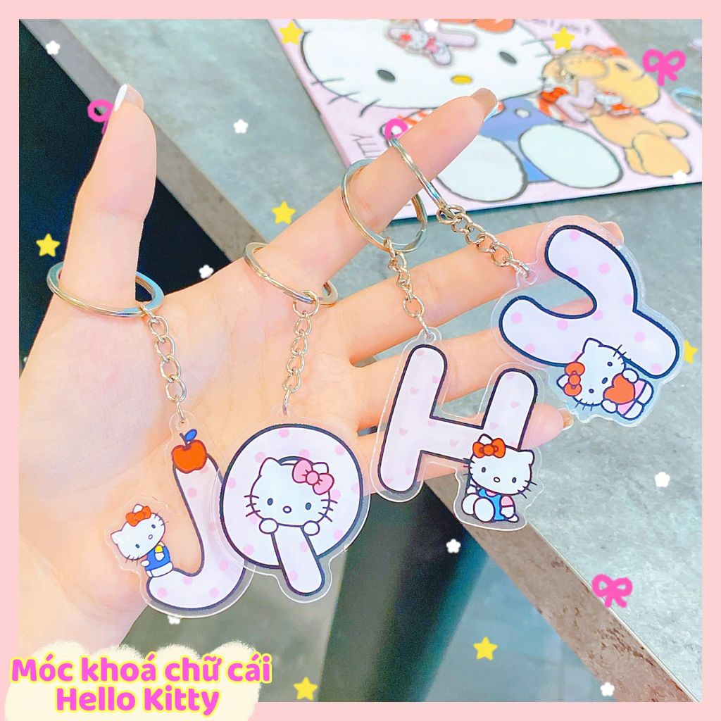 ** Móc khóa chữ cái kitty hồng
