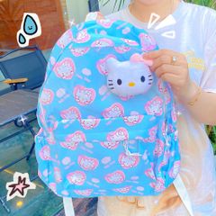 ** Balo Hello Kitty ghim mặt Kitty bông