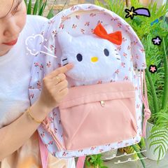 ** Balo mặt Kitty bông túi hồng
