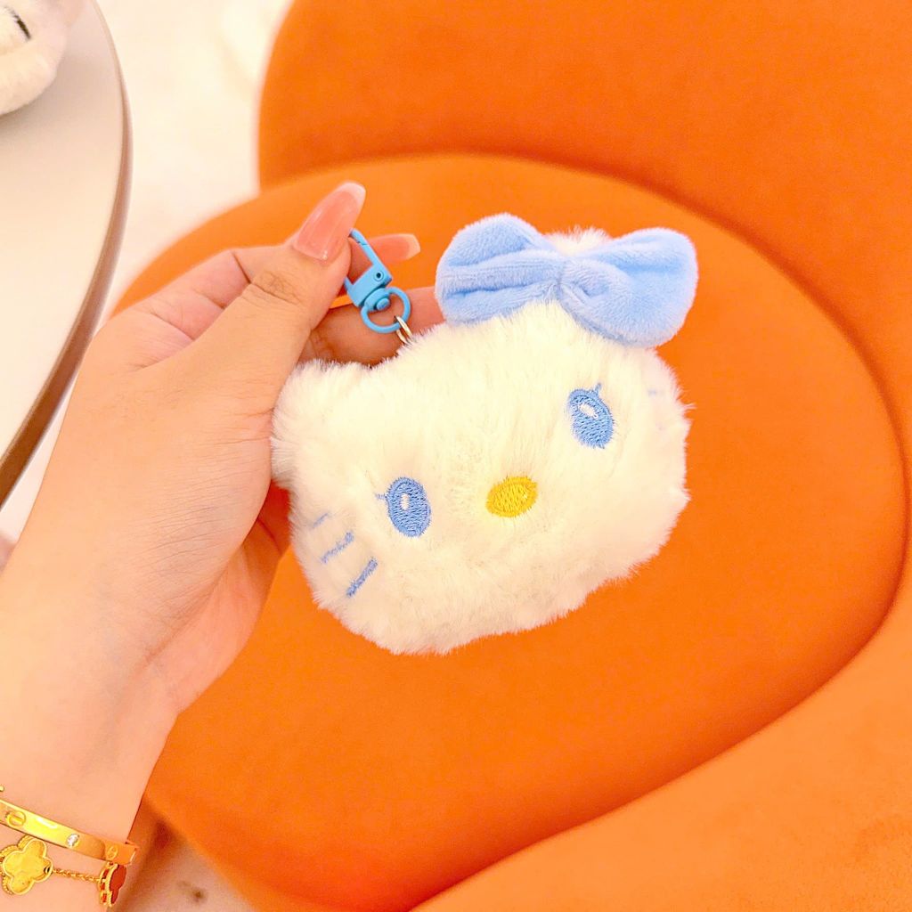 ** Móc khóa bông mặt Kitty đeo nơ nhiều màu