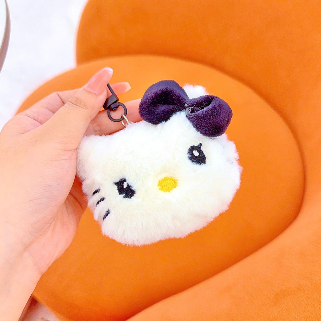 ** Móc khóa bông mặt Kitty đeo nơ nhiều màu