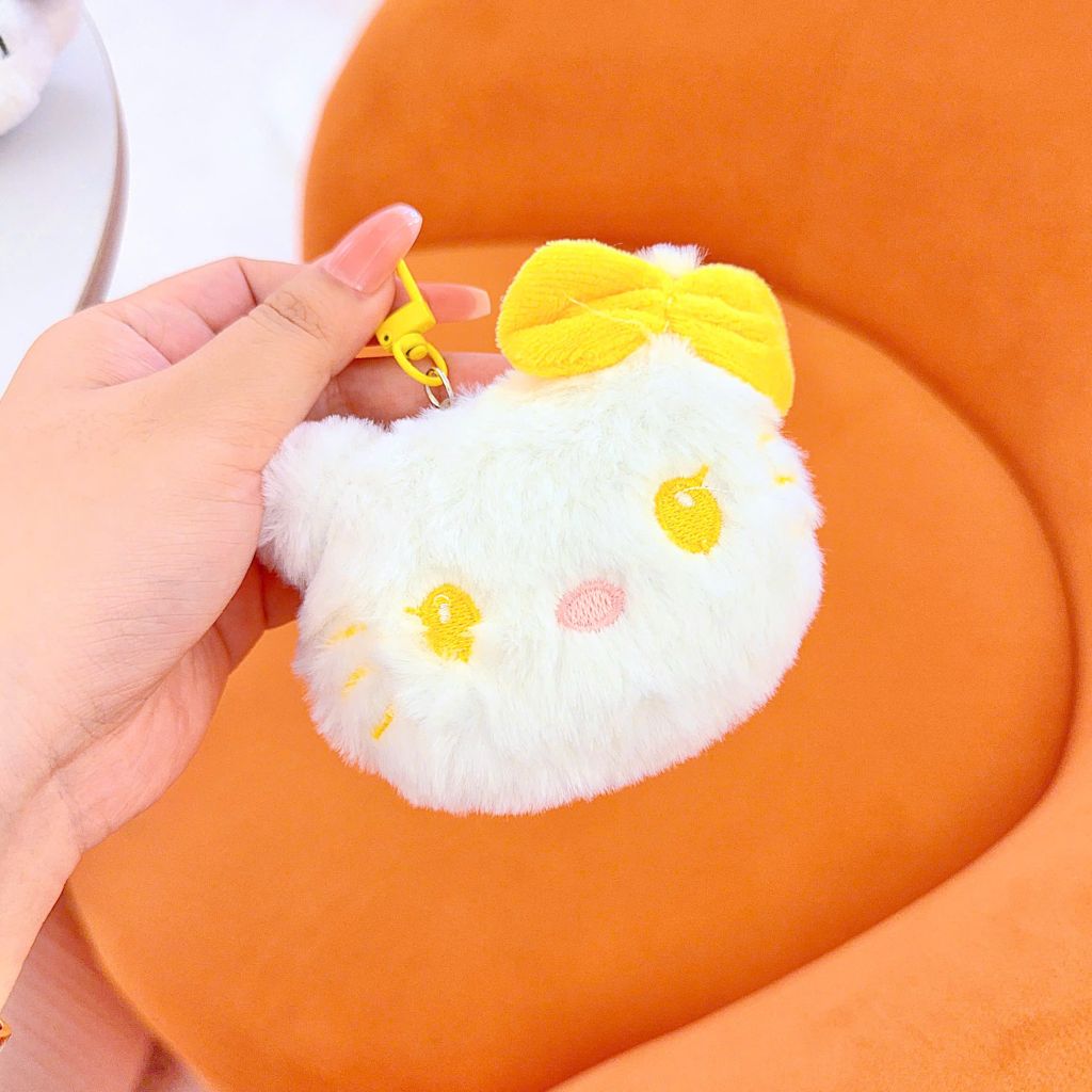 ** Móc khóa bông mặt Kitty đeo nơ nhiều màu