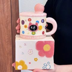 ** Ly sứ mèo đen Luck Cat Cute Little Black Cat 380ml