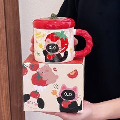 ** Ly sứ mèo đen cà chua tay cầm 350ml