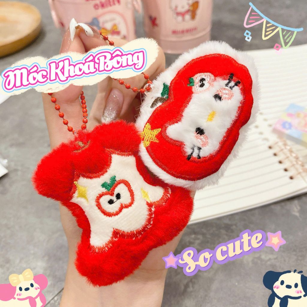 ** Móc khóa bông Kitty đỏ/Táo đỏ
