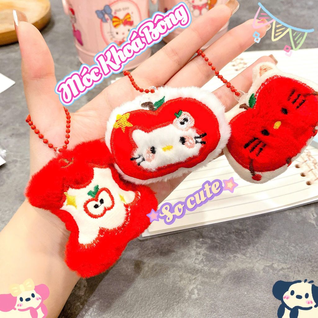 ** Móc khóa bông Kitty đỏ/Táo đỏ