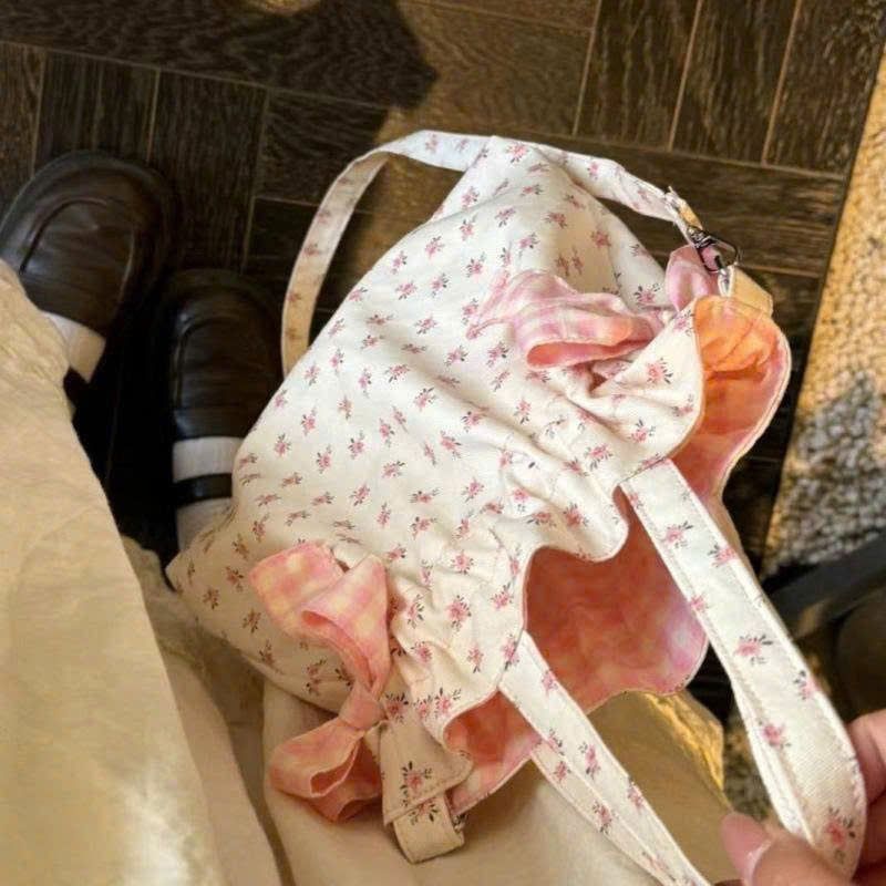 ** Túi vải đa năng hoa hồng nền kem