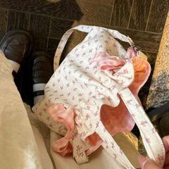 ** Túi vải đa năng hoa hồng nền kem