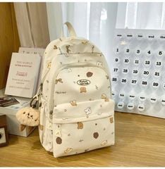 ** Balo vải MSLUO WE BAG kèm charm gấu nâu