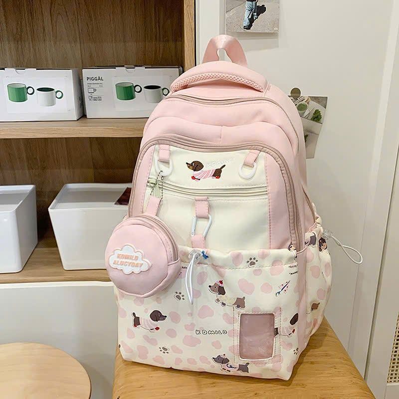 ** Balo vải Cún Lạp Xưởng KDMILD kèm móc khoá charm túi nhỏ