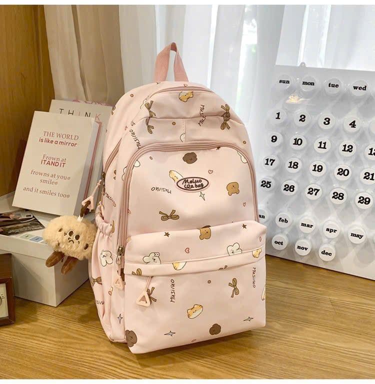 ** Balo vải MSLUO WE BAG kèm charm gấu nâu