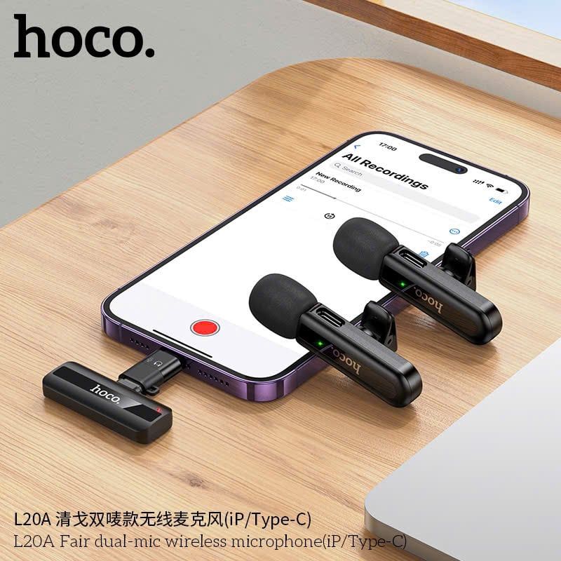 Micro cài áo Hoco L20A 2 Mic cổng Dual
