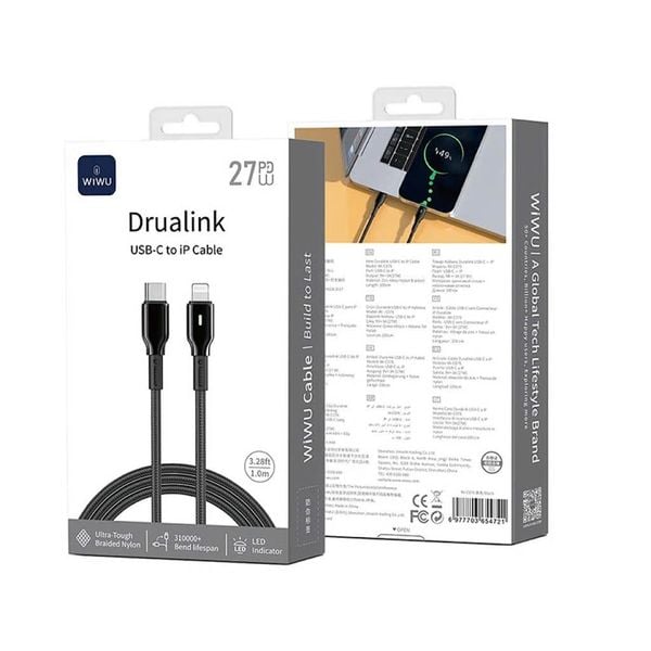 Cáp Type C to Lightning Wiwu Drualink 27W 1m