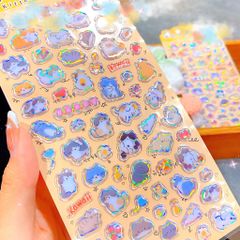 ** Set hình sticker nổi nhiều mèo viền ánh quang