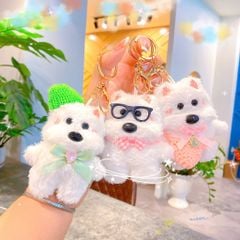 ** Móc khóa bông gấu trắng mũi đen