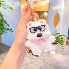 ** Móc khóa bông gấu trắng mũi đen