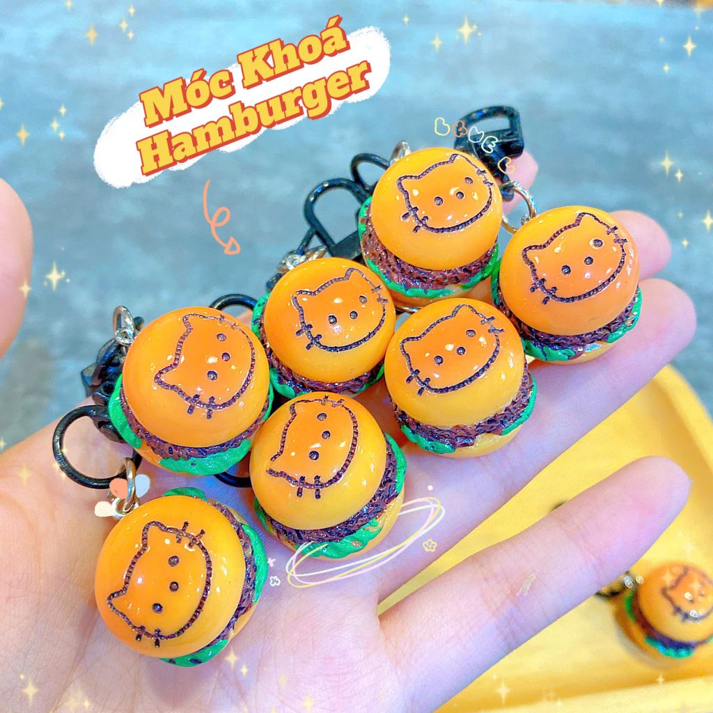 ** Móc khóa hamburger mặt mèo Kitty