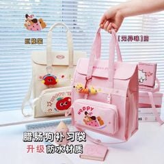 ** Balo táo đỏ hottrend hồng/kem