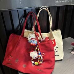** Túi đeo vai mặt mèo Kitty đỏ/trắng/đen