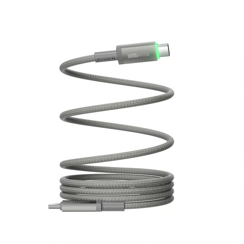 Cáp Type C to Type C Wiwu Maglink C084 100W từ tính tự cuộn 1m