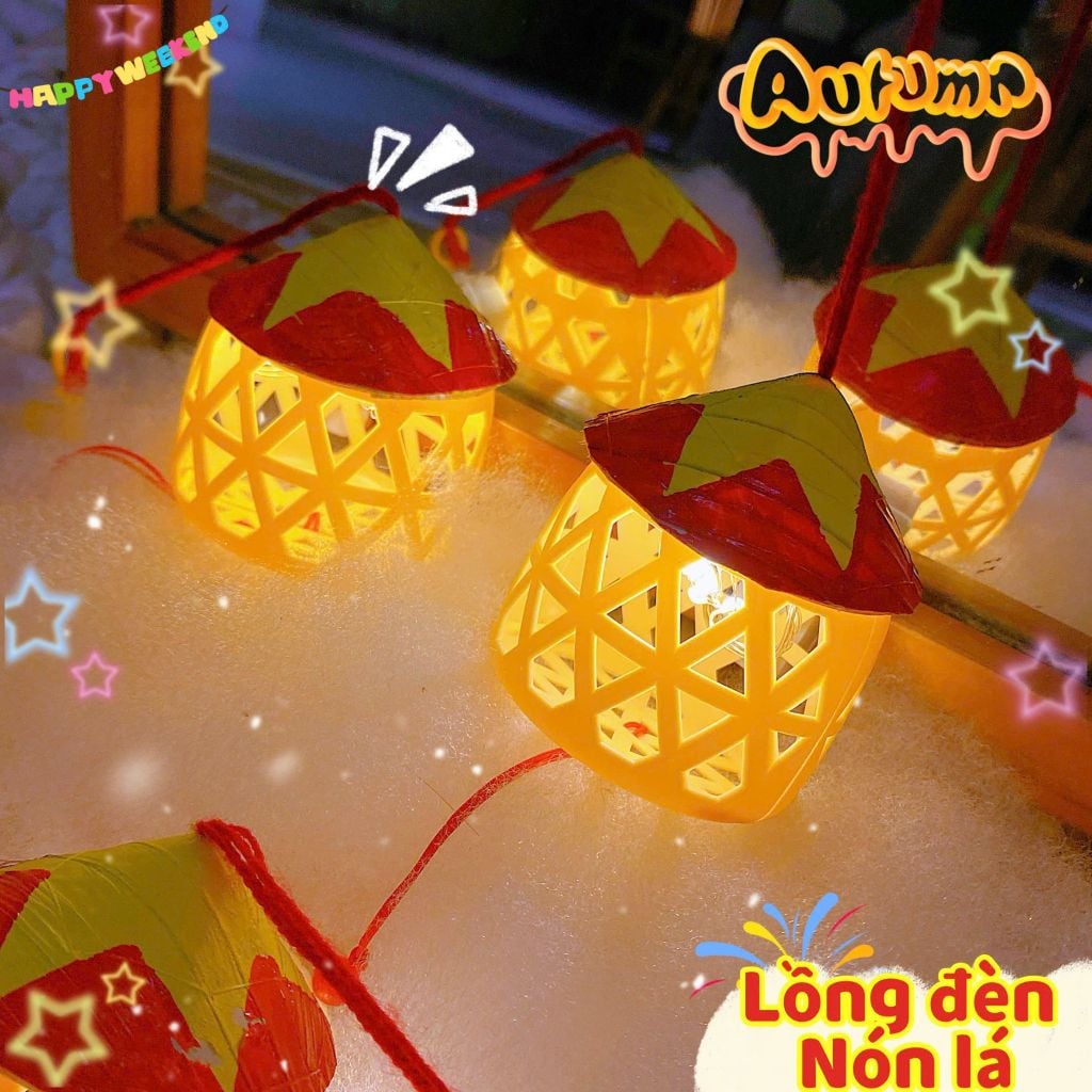 ** Lồng đèn rọ nón lá kèm đèn led