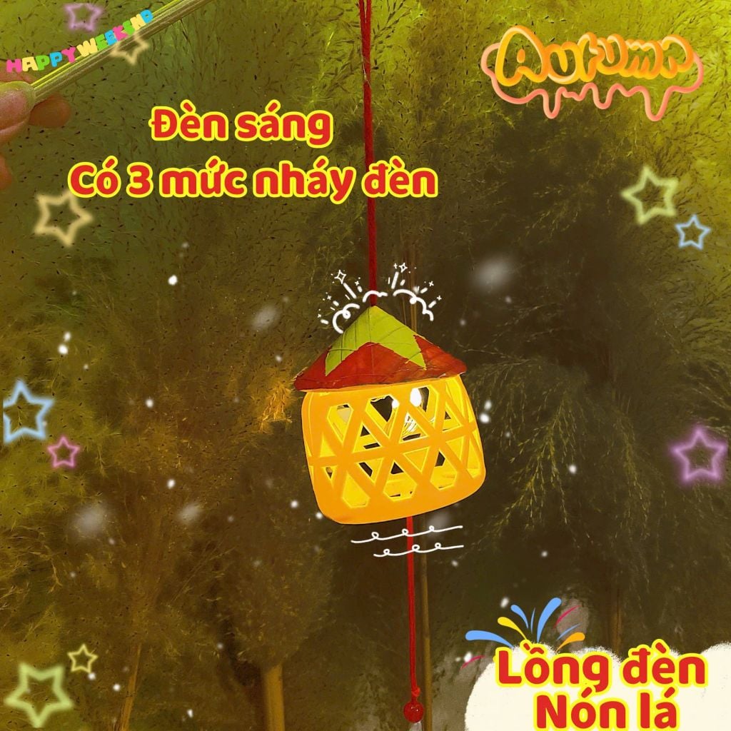 ** Lồng đèn rọ nón lá kèm đèn led
