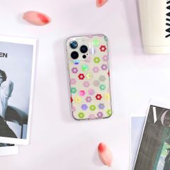 Ốp IP 15 Pro Max lưng trong cứng nhiều hoa nhí nhiều màu