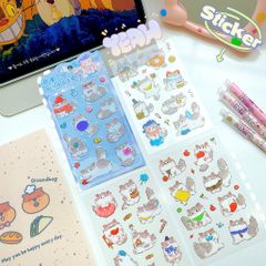 ** Set sticker mèo đen/mèo trắng đáng yêu