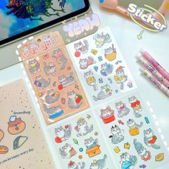 ** Set sticker mèo đen/mèo trắng đáng yêu