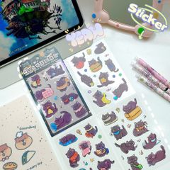 ** Set sticker mèo đen/mèo trắng đáng yêu