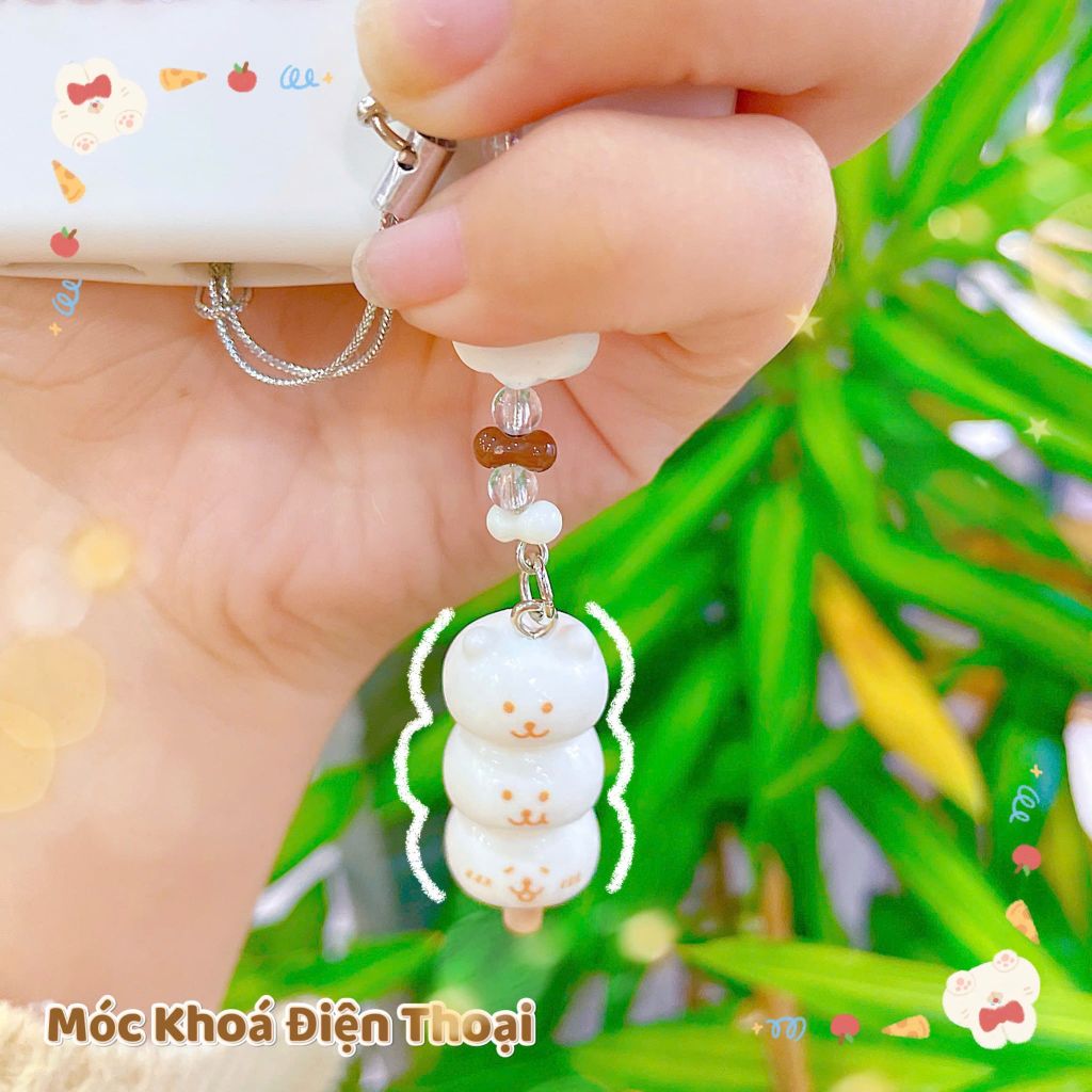 ** Dây đeo điện thoại bánh gấu xiêng que