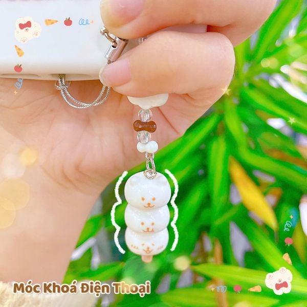 ** Dây đeo điện thoại bánh gấu xiêng que
