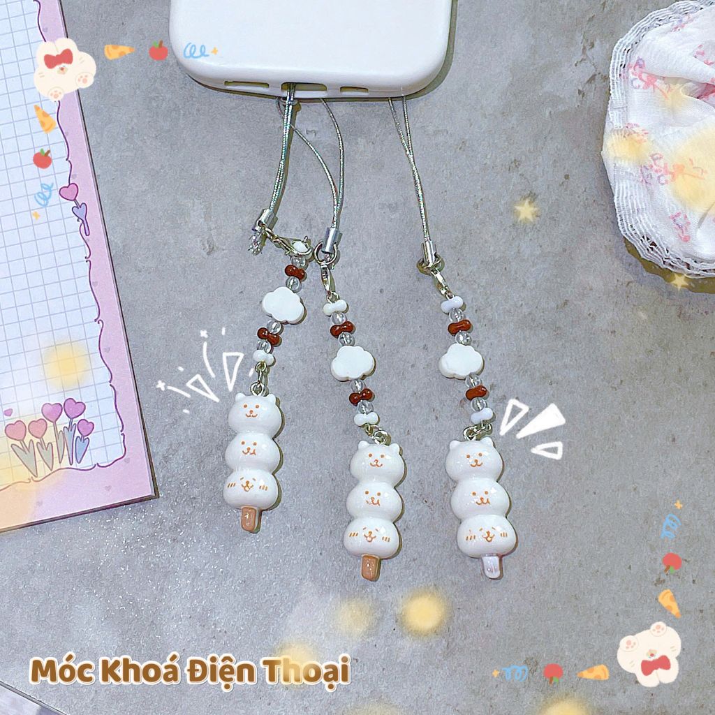 ** Dây đeo điện thoại bánh gấu xiêng que