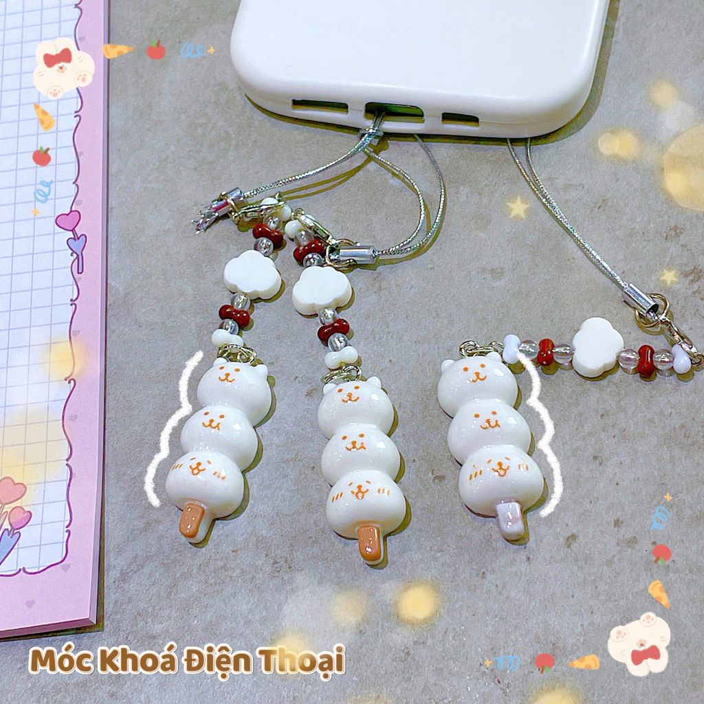 ** Dây đeo điện thoại bánh gấu xiêng que