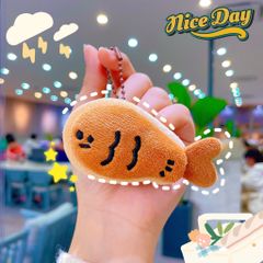 ** Móc khóa bông ba tầng mặt gấu biểu cảm màu nâu