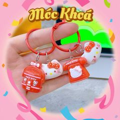 ** Móc khóa mặt kitty kèm sổ/điện thoại/can nước đỏ