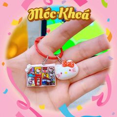 ** Móc khóa mặt kitty kèm sổ/điện thoại/can nước đỏ