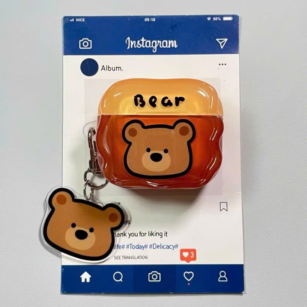 ** Case Airpods Pro 3 dẻo Bear nâu