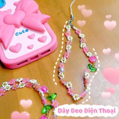 ** Dây đeo điện thoại hoa nhí và hoa tulip