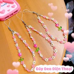** Dây đeo điện thoại hoa nhí và hoa tulip